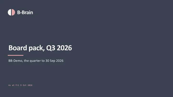 Board deck, Q3 2026: slide 1